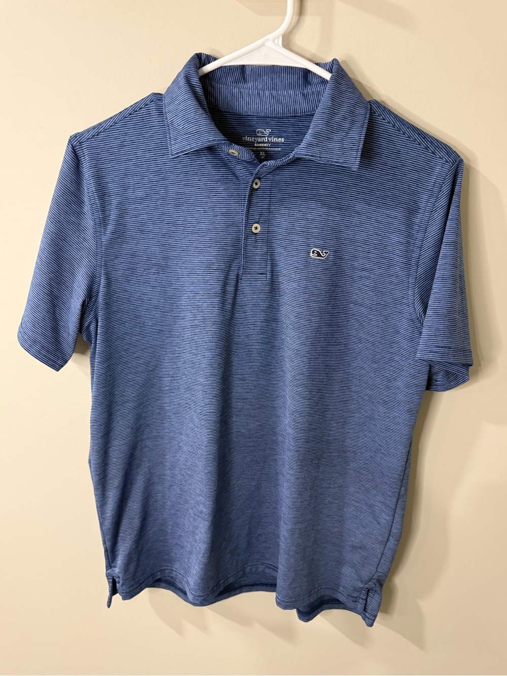 Vineyard Vines Boys XL (18) Sankaty Blue Striped Polo Shirt